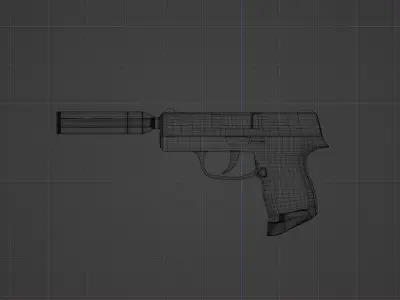 Silenced Pistol P365 Low-poly 3D model