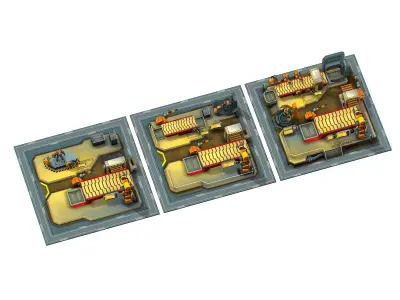 isometrical Mechanical Robot Assembly Conveyor ALL Low-poly 3D model