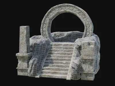 STONE PORTAL GATE STAIRS ROCK TELEPORT PLACE ORNAMENT COLLECTION Low-poly 3D model
