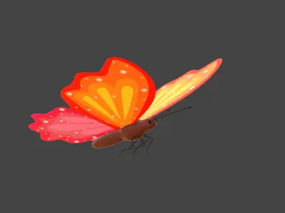 Butterfly Wing Flapping 8 Animated Low-poly 3D model