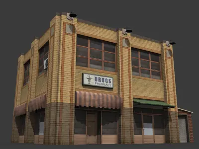 Old Drug Store Low-poly 3D model