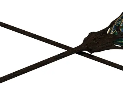 Gem Stone Forest Staff Wood Wizard Mage Medieval Cane PBR Low-poly 3D model