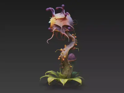Alien Fungal Creature - High-Poly PBR Monster Plant 4K Textures 3D model