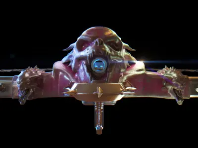 PBR Medieval Demon Skull Crossbow with Arrows  Low-poly 3D model