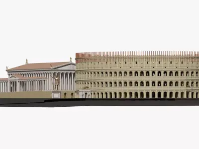 Colosseum and Temple of Venus and Roma 3D model