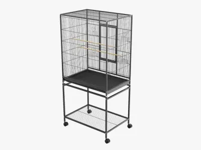 Bird cage large with stand on wheels 3D model