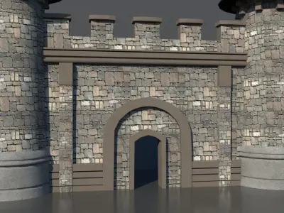 Castle gate Low-poly 3D model
