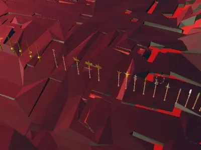 Polearms Batch forged on a Volcano Low-poly 3D model