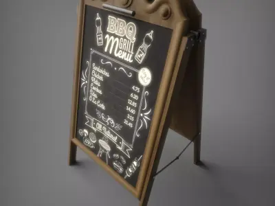 Chalkboard Restaurant Sign 3D model