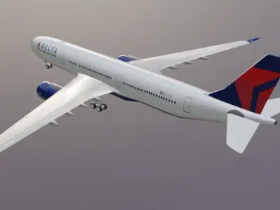 Delta airlines airbus a330-900 neo with cockpit  Low-poly 3D model