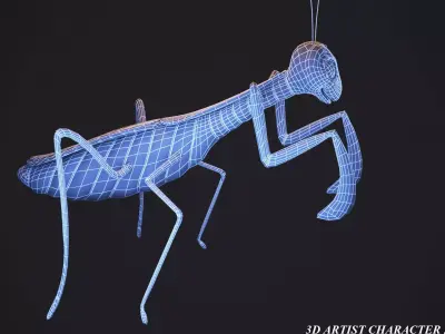 cartoon mantis Low-poly 3D model