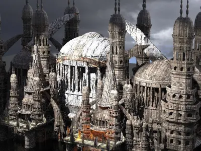 Oasis Temple Dark Temple walkways city 3D model