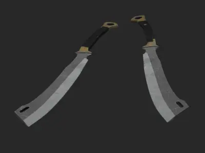 Big metal cleaver knife LowPoly Low-poly 3D model