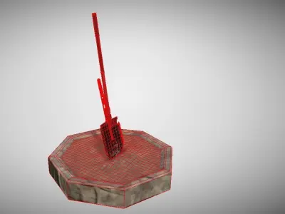 Military Folding Shovel Low-poly 3D model