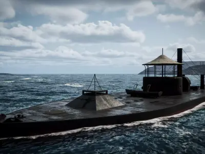 USS Monitor - Turreted Ironclad Warship 3D model