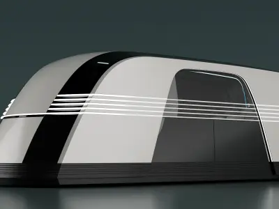 Self-Driving Retrofuturistic Electric Car 3D model