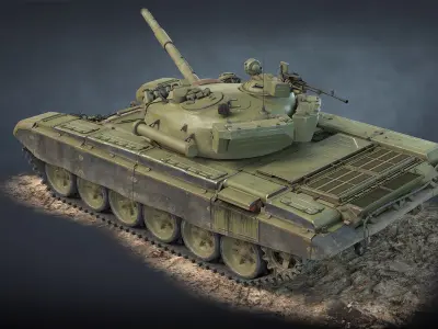 T-72A Tank Low-poly 3D model