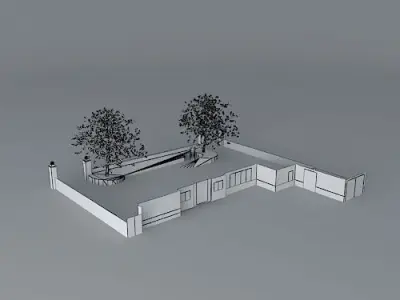 Front garden with blocks and gravel  Free 3D model