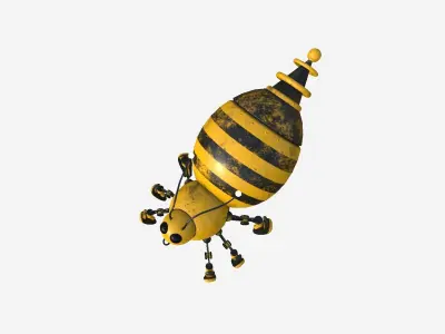 Cute Robot E01 Bee Color - SciFi Character Design Low-poly 3D model