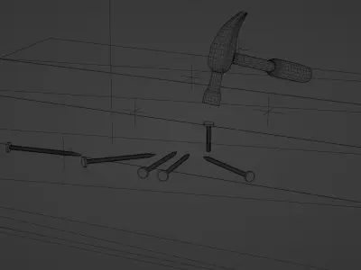 Hammer and nail Free 3D model