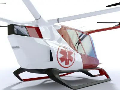 Medical Ambulance Drone with Interior 3D model