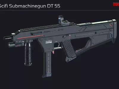Scifi Submachinegun DT 55 Low-poly 3D model