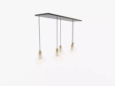 Presta Black Metal And Glass Five Light Pendant Lamp 3D model