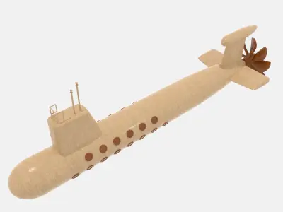 Wooden Submarine Low-poly 3D model