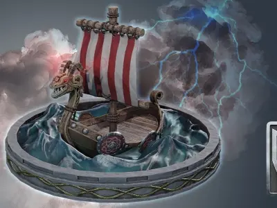 Blender 3 Stylized Viking Boat 3D Model 3D model