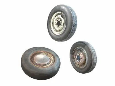Retro automobile wheels pack da1 Low-poly 3D model