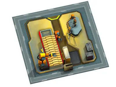 isometrical Mechanical Robot Assembly Conveyor 1 Low-poly 3D model