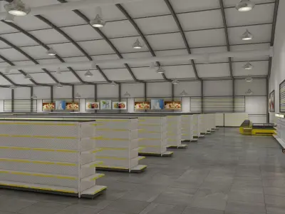 SuperMarket Interior and Exterior 3D model