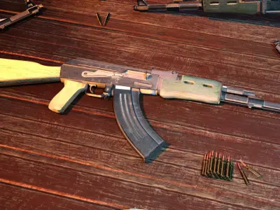 Ak-47 rifle Low-poly 3D model buy