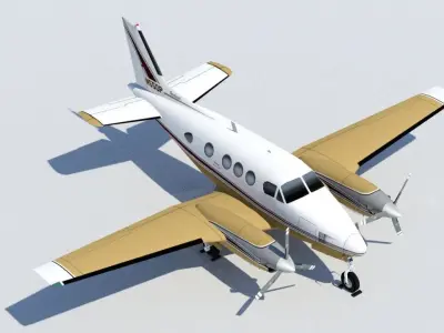 Beechcraft King Air C90 static Low Poly Low-poly 3D model