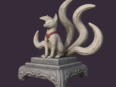 Japanese Fox Statue 3D model
