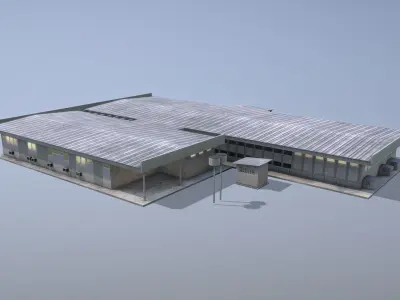 MilitaryBase PortoVelho Hospital Low-poly 3D model