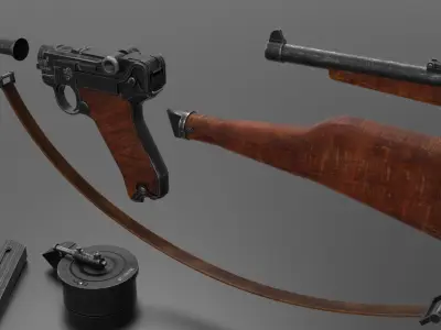 P08 Pistol Fps - Tps Low-poly 3D model