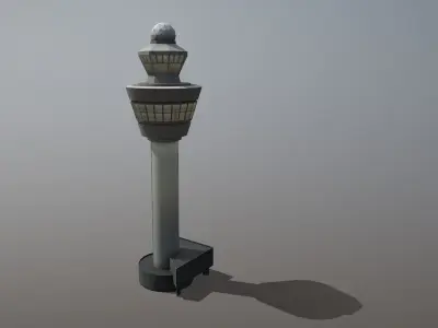 EHAM Control Tower Amsterdam Airport Schiphol Low-poly 3D model