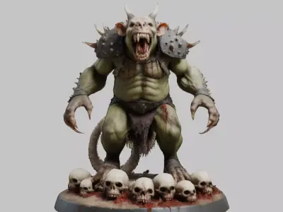 Hulking Monster Creature Low-poly 3D model