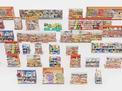 Market Shelves Low-poly 3D model