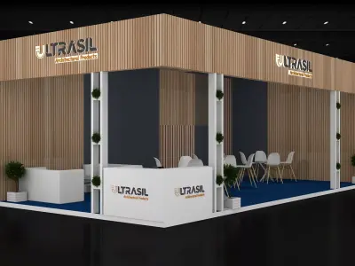 14mtr x 5mtr expo stall 2side open Exhibition Stand Free low-poly 3D model