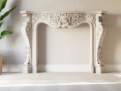  Marble Mantle Fireplace Model, White 