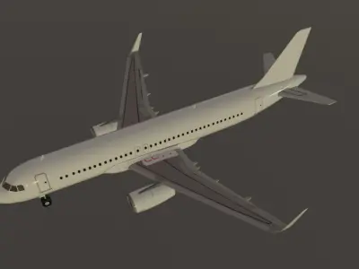 Airbus a320-232 plain livery low poly 3d model Low-poly 3D model