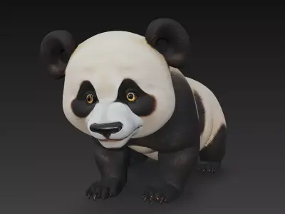 Panda Bear Realistic 3D Model - Low Poly Realistic Low-poly 3D model