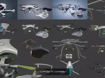 Generic Drones - Quadcopter - Hexacopter - Taxi 3D Model Collection