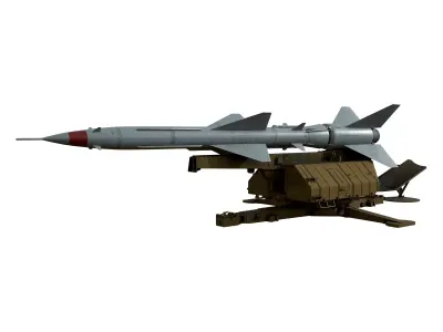 S-75 Dvina-Volhov SA-2 Guideline soviet cold war SAM system Low-poly 3D model