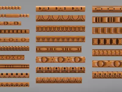 Decorative molding 9-17mm width set Free 3D model
