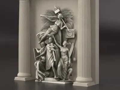 Angelic War Memorial Niche Beige 3D model