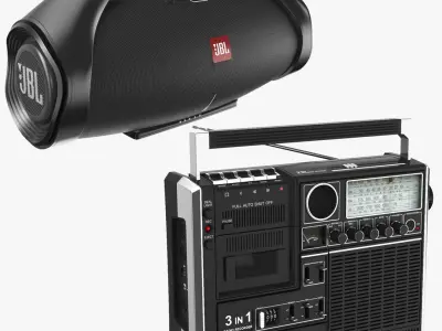 Cassette Player And JBL Boombox 3D model
