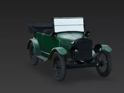 Classic Vintage Antique Tourer Green Vehicle 3d model Low-poly 3D model